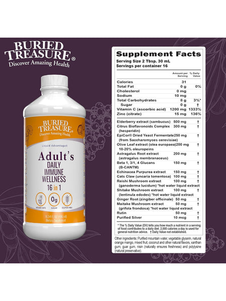 Buried Treasure, Adult's Daily Immune Wellness, 16.54 fl oz