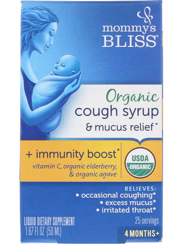 Mommy's Bliss, Organic Cough Syrup and Mucus Relief + Immunity Boost, 4 Months +, 1.67 fl oz