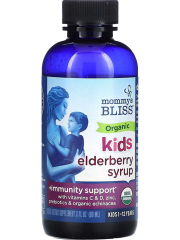 Mommy's Bliss, Organic Kids Elderberry Syrup + Immunity Support, Kids 1-12 Years, 3 fl oz