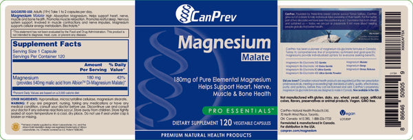 CanPrev, Magnesium Malate, 180 mg, 120 Vegetable Capsules