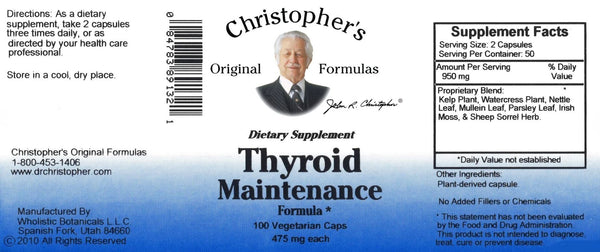 Christopher's Original Formulas, Thyroid Maintenance, 100 Vegetarian Caps