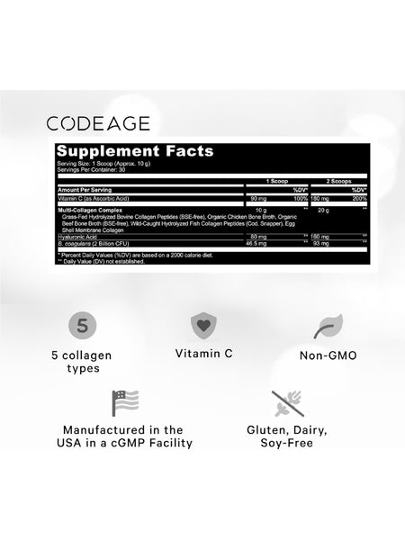 Codeage, Multi Collagen Peptides + Probiotics, 10.58 oz