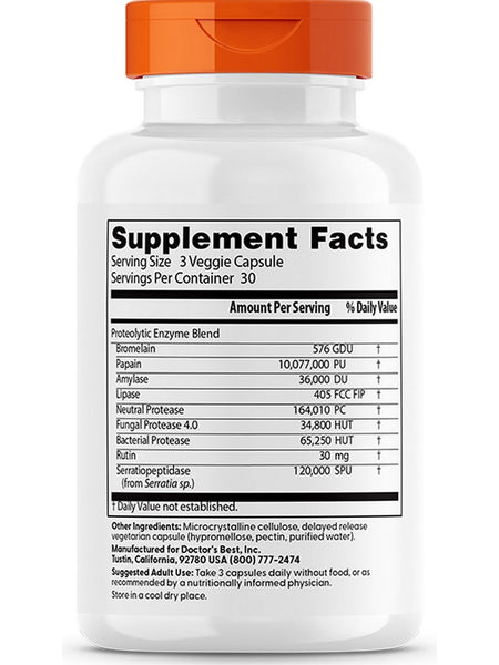 Doctor's Best, Proteolytic Enzymes, 90 veggie caps