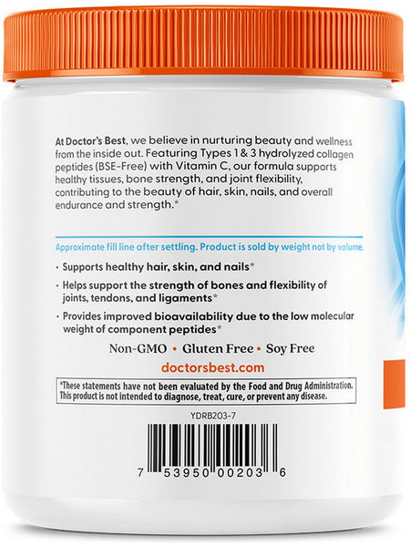 Doctor's Best, Collagen Types 1 & 3, 200 grams powder