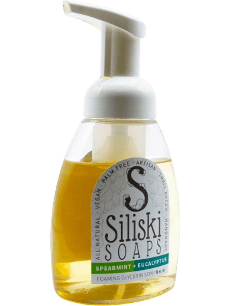 Siliski Soaps, Foaming Glycerin Soap, Spearmint + Eucalyptus, 8 fl oz