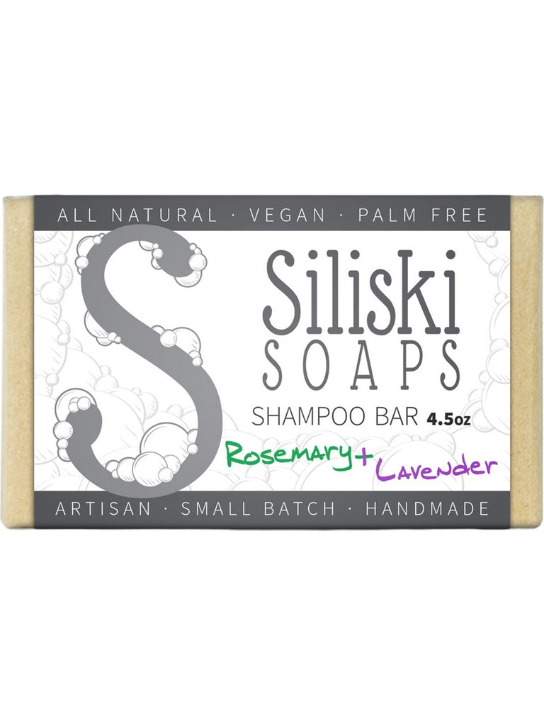 Siliski Soaps, Shampoo Bar, Rosemary + Lavender, 4.5 oz