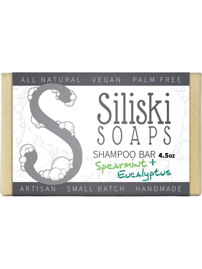 Siliski Soaps, Shampoo Bar, Spearmint + Eucalyptus, 4.5 oz