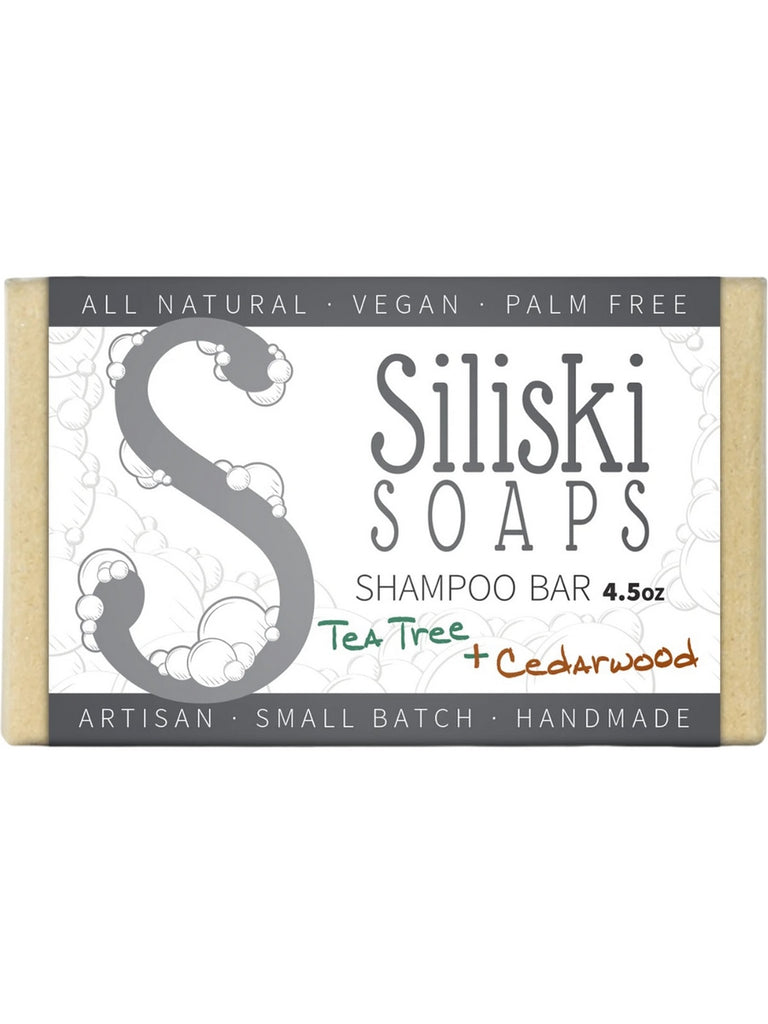 Siliski Soaps, Shampoo Bar, Tea Tree + Cedarwood, 4.5 oz