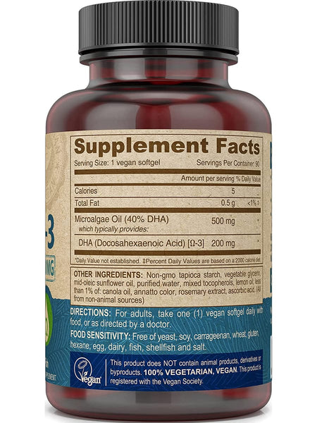 DEVA Nutrition, Vegan Omega-3 DHA, 200 Mg, 90 Softgels