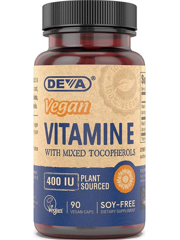 DEVA Nutrition, Vegan Vitamin E with Mixed Tocopherols, 400 IU, 60 Vegan Caps