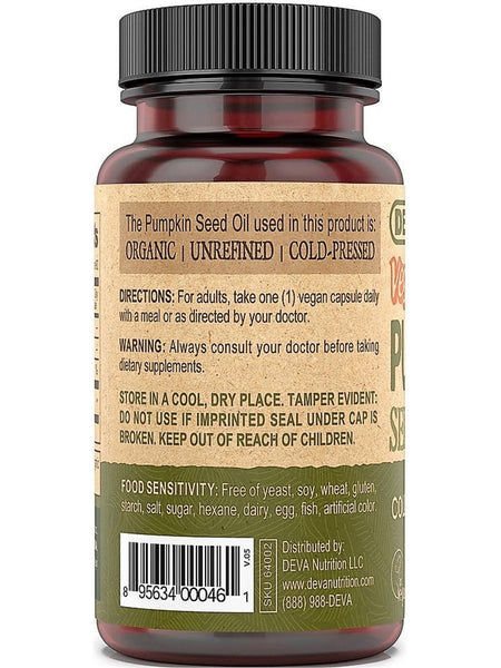 DEVA Nutrition, Vegan Pumpkin Seed Oil, 90 Vegan Caps