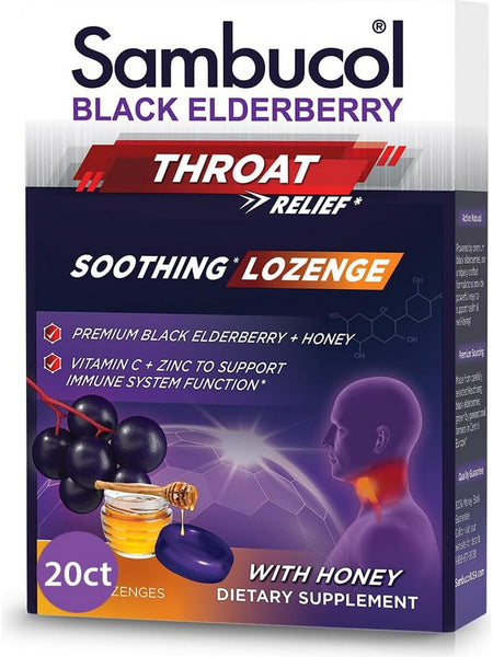 Sambucol, Black Elderberry Throat Relief, 20 Lozenges