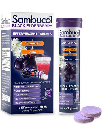 Sambucol, Immune + Vit C and Zinc Effervescent, 15 Effervescent Tablets