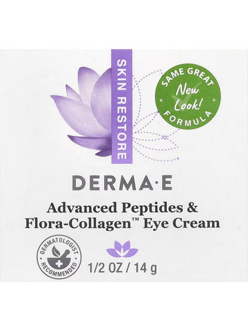 DERMA E, Advanced Peptides and Flora-Collagen Eye Cream, 1/2 oz