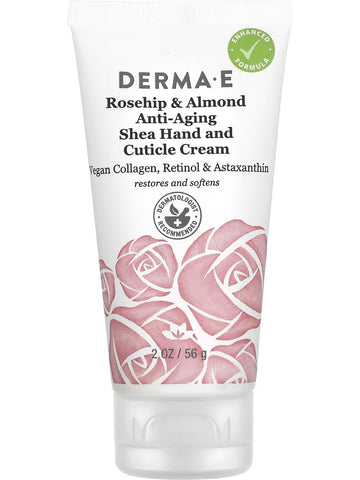 DERMA E, Anti-Aging Shea Hand and Cuticle Cream, Rosehip and Almond, 2 oz