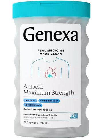 Genexa, Antacid Maximum Strength, Non-GMO Antacid, 72 Chewable Tablets