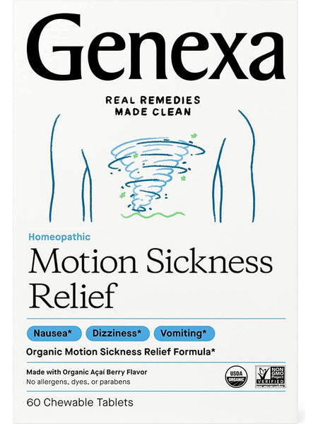 Genexa, Motion Sickness Relief, 60 Chewable Tablets