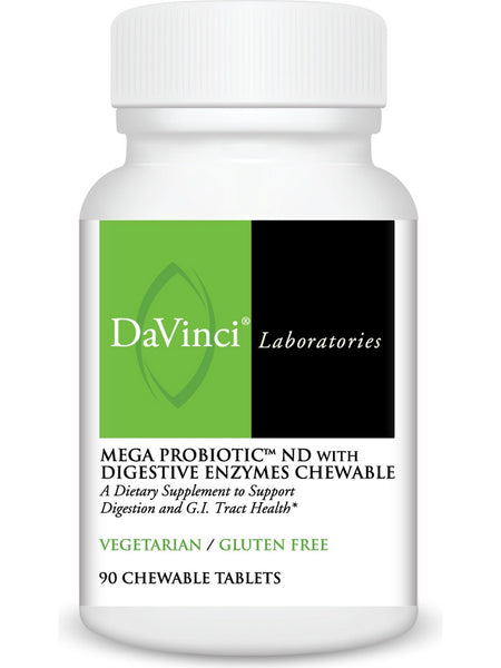 DaVinci Laboratories of Vermont, Mega Probiotic™ ND With Digestive Enzymes Chewable Tropical, 90 Chewable Tablets