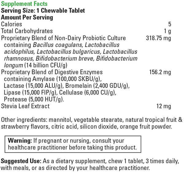 DaVinci Laboratories, Mega Probiotic™ ND With Digestive Enzymes Chewable Tropical, 90 Chewable Tablets