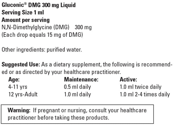 DaVinci Laboratories, Gluconic® DMG Liquid 300 MG, 60 ml