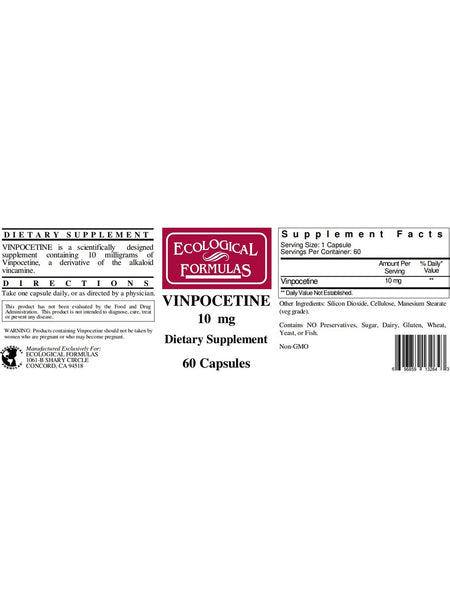 Ecological Formulas, Vinpocetine, 10 mg, 60 Softgels