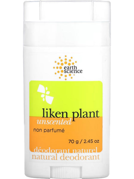 Earth Science, Liken Plant Unscented Natural Deodorant, 2.45 oz