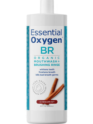 Essential Oxygen, BR, Organic Mouthwash + Brushing Rinse, Cinnamint, 32 fl oz