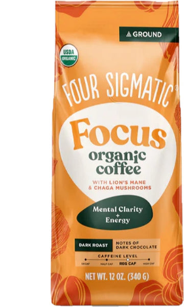 Four Sigmatic, Focus Organic Coffee with Lion's Mane and Chaga Mushrooms, 12 oz