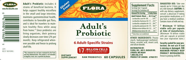 Flora, Adult's Probiotic, 17 Billion Cells, 60 Capsules