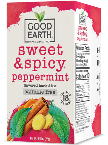 ** 12 PACK ** Good Earth Tea, Sweet & Spicy Peppermint, Caffeine Free, 18 Teabags