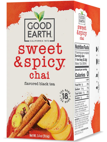 ** 12 PACK ** Good Earth Tea, Sweet & Spicy Chai, Flavored Black Tea, 18 Teabags