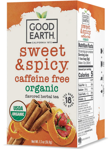 ** 12 PACK ** Good Earth Tea, Sweet & Spicy, Caffeine Free, Organic, 18 Teabags