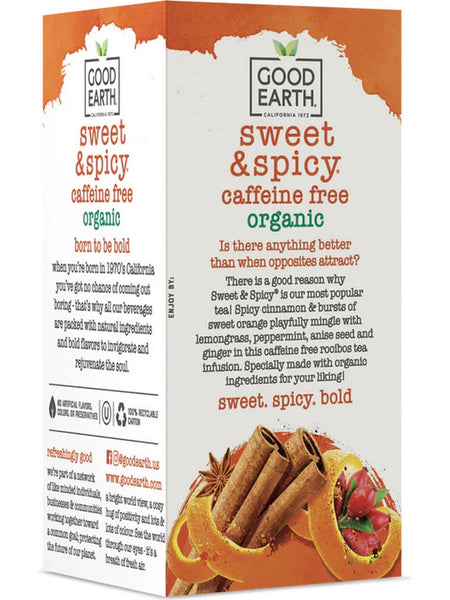 Good Earth Tea, Sweet & Spicy, Caffeine Free, Organic, 18 Teabags