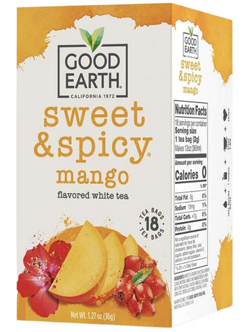 ** 12 PACK ** Good Earth Tea, Sweet & Spicy Mango, Flavored White Tea, 18 Teabags