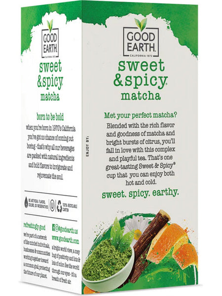 Good Earth Tea, Sweet & Spicy Matcha, Flavored Green Tea, 18 Teabags