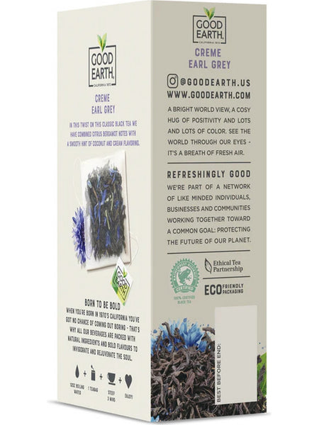 Good Earth Tea, Creme Earl Grey, Black Tea, 15 Biodegradable Teabags