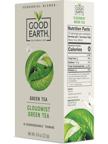 Good Earth Tea, Cloudmist Green Tea, 15 Biodegradable Teabags