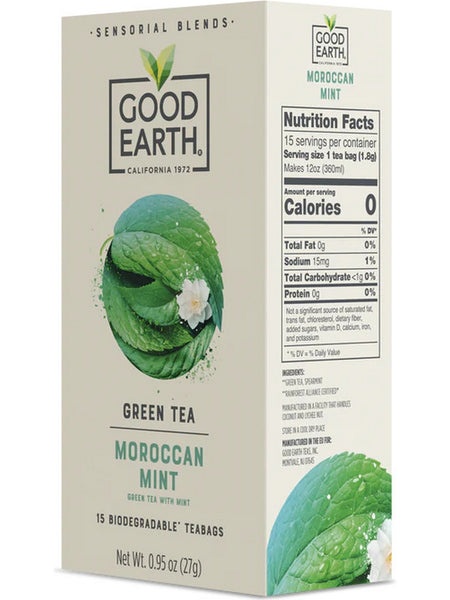 Good Earth Tea, Moroccan Mint, Green Tea, 15 Biodegradable Teabags