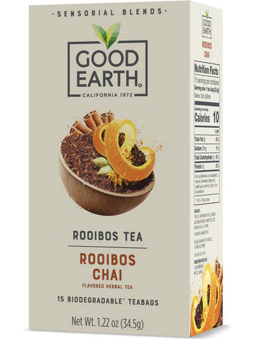 ** 12 PACK ** Good Earth Tea, Rooibos Chai, Flavored Herbal Tea, 15 Biodegradable Teabags