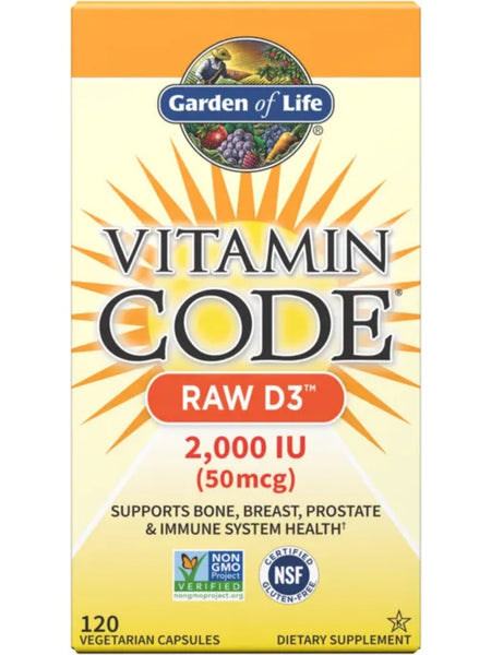 Garden of Life, Vitamin Code, RAW D3, 2000 IU, 120 Vegetarian Capsules