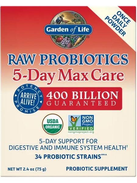 Garden of Life, Raw Probiotics 5 Day Max Care, 2.4 oz