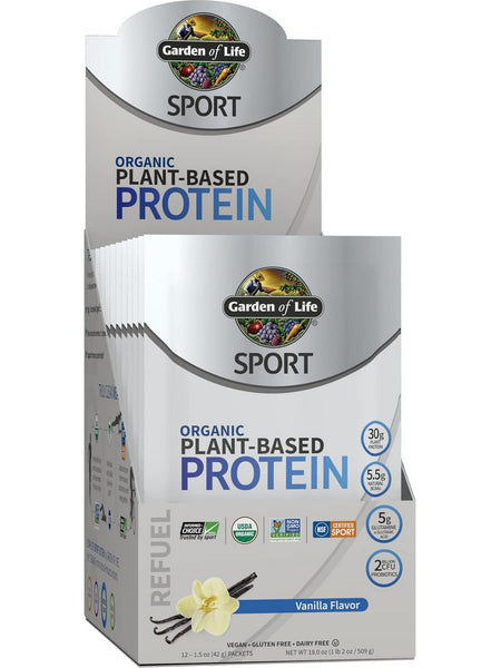 Garden of Life, Sport Organic Plant-Based Protein, Vanilla, 12 Packets