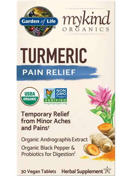 Garden of Life, MyKind Organics, Turmeric Pain Relief, 30 Vegan Tablets