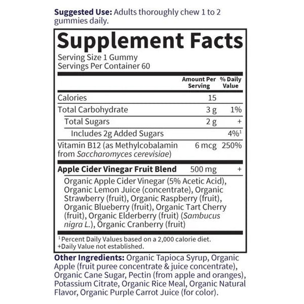 Garden of Life, MyKind Organics, Organic Apple Cider Vinegar Gummies, 60 Vegan Gummies