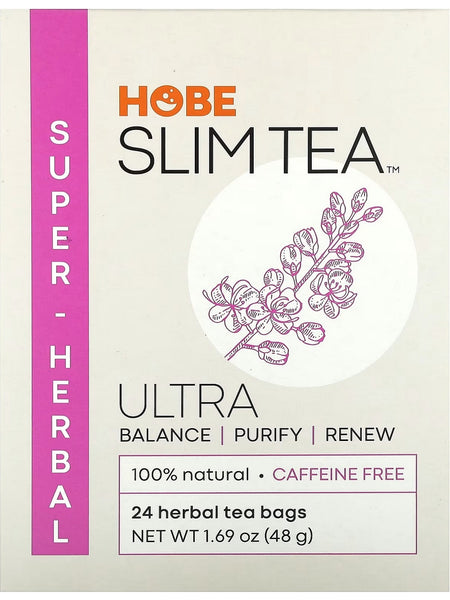 ** 12 PACK ** Hobe Labs, Slim Tea Ultra, Super Herbal, Caffeine Free, 24 Herbal Tea Bags