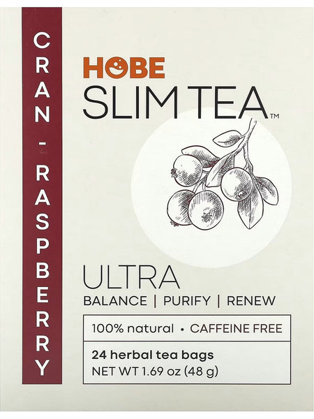 ** 12 PACK ** Hobe Labs, Slim Tea Ultra, Cran-Raspberry, Caffeine Free, 24 Herbal Tea Bags