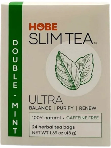 ** 12 PACK ** Hobe Labs, Slim Tea Ultra, Double Mint, Caffeine Free, 24 Herbal Tea Bags