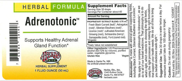 Herbs Etc., Adrenotonic, 1 Fluid Ounce