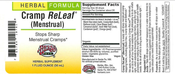 Herbs Etc., Cramp ReLeaf (Menstrual), 1 Fluid Ounce