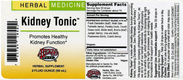 Herbs Etc., Kidney Tonic, 2 Fluid Ounce